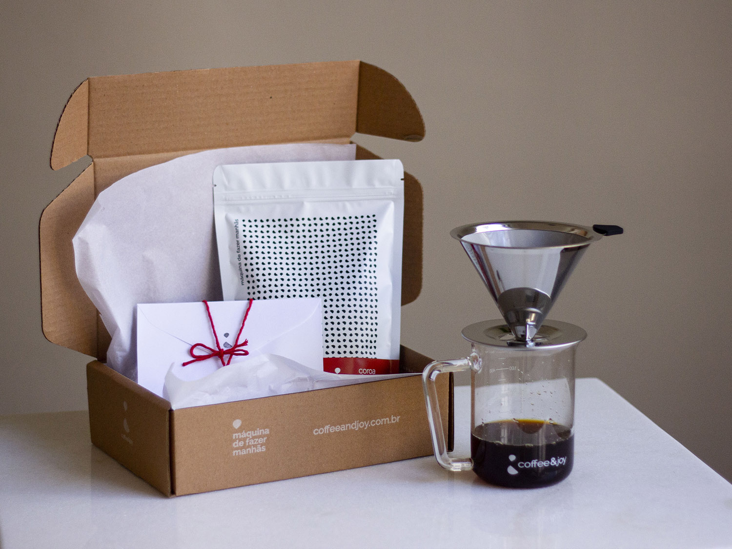 Coffeeandjoy kit cafe jarra e coador de inox
